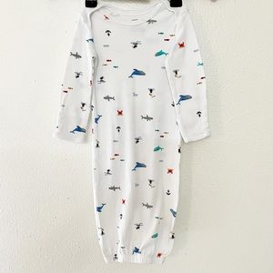 Carter’s- Infant gown, Size 3M/unisex, white w/ocean theme